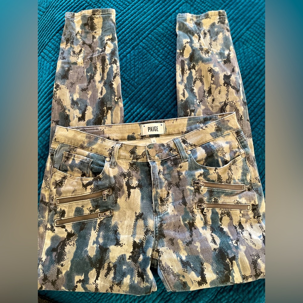 Low Rise Paige Edgemont Camo Snake Print Jeans